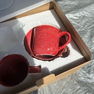 Red Ceramic Mug and Saucer Set